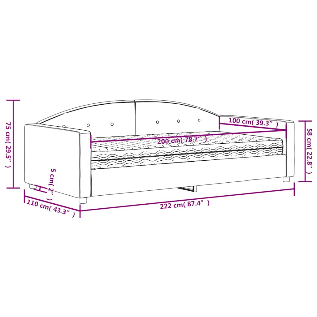 Divano Letto con Materasso Giallo 100x200 cm in Velluto | homemem39