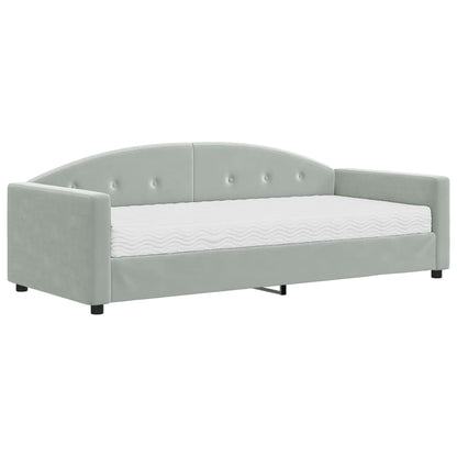Divano Letto con Materasso Grigio Chiaro 90x190 cm in Velluto - homemem39