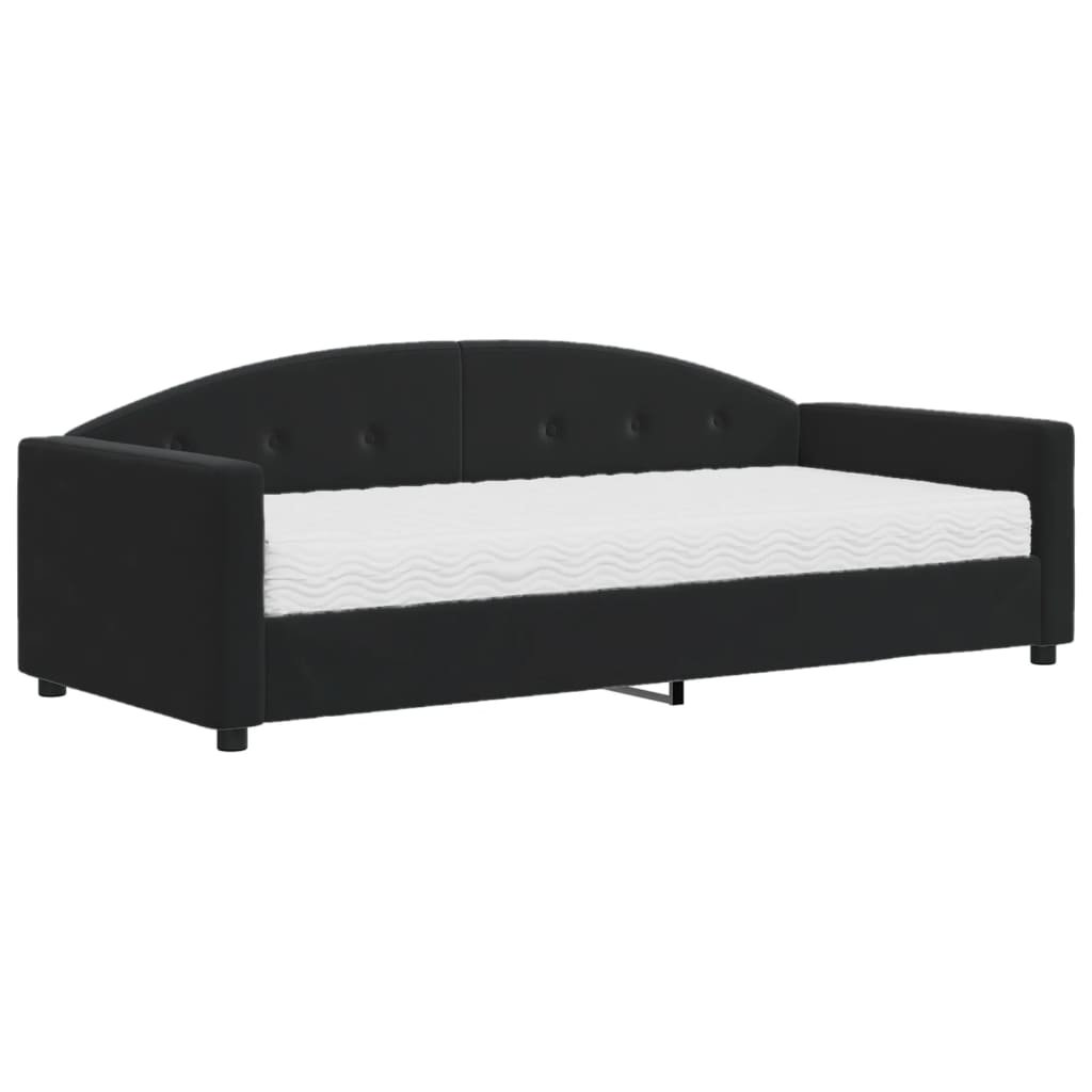 Divano Letto con Materasso Nero 90x190 cm in Velluto | homemem39