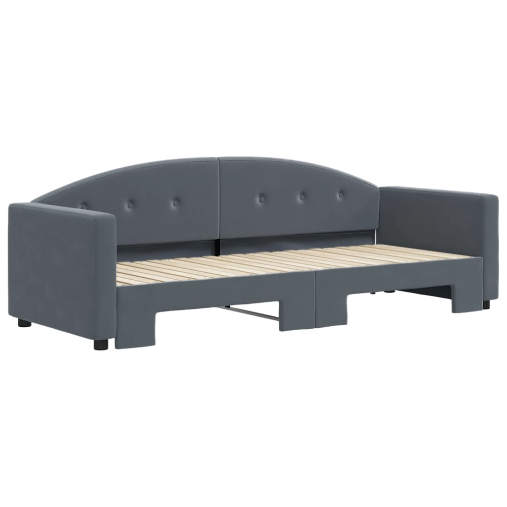 Divano Letto con Letto Estraibile Grigio Scuro 80x200cm Velluto