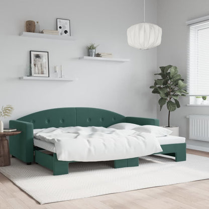 Divano Letto con Letto Estraibile Verde Scuro 80x200cm Velluto - homemem39