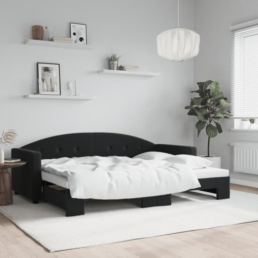 Divano Letto con Letto Estraibile Nero 80x200 cm in Velluto - homemem39