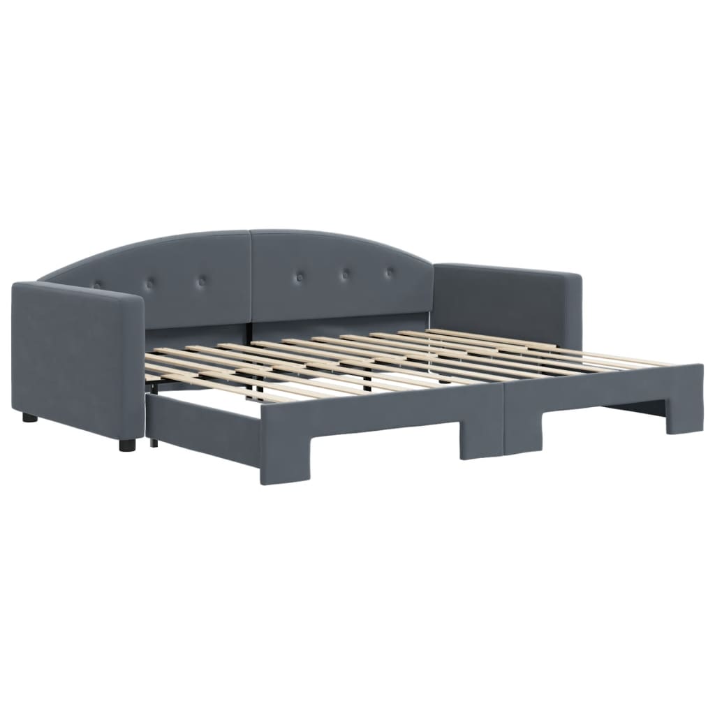 Divano Letto con Letto Estraibile Grigio Scuro 90x200cm Velluto - homemem39
