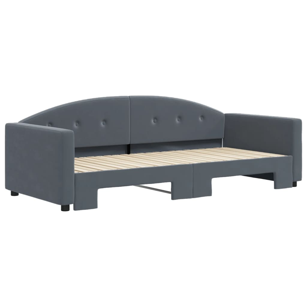 Divano Letto con Letto Estraibile Grigio Scuro 90x200cm Velluto - homemem39