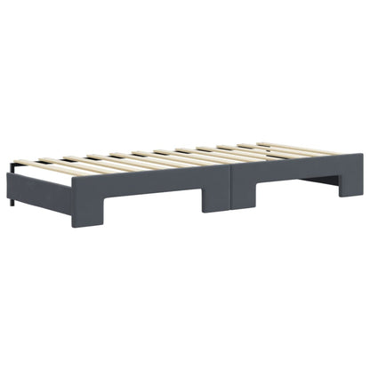 Divano Letto con Letto Estraibile Grigio Scuro 90x200cm Velluto