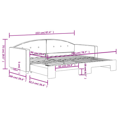 Divano Letto con Letto Estraibile Grigio Scuro 90x200cm Velluto