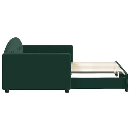 Divano Letto con Letto Estraibile Verde Scuro 90x200cm Velluto