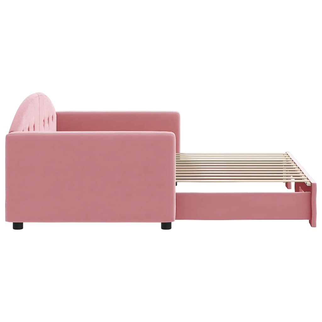 Divano Letto con Letto Estraibile Rosa 90x200 cm in Velluto