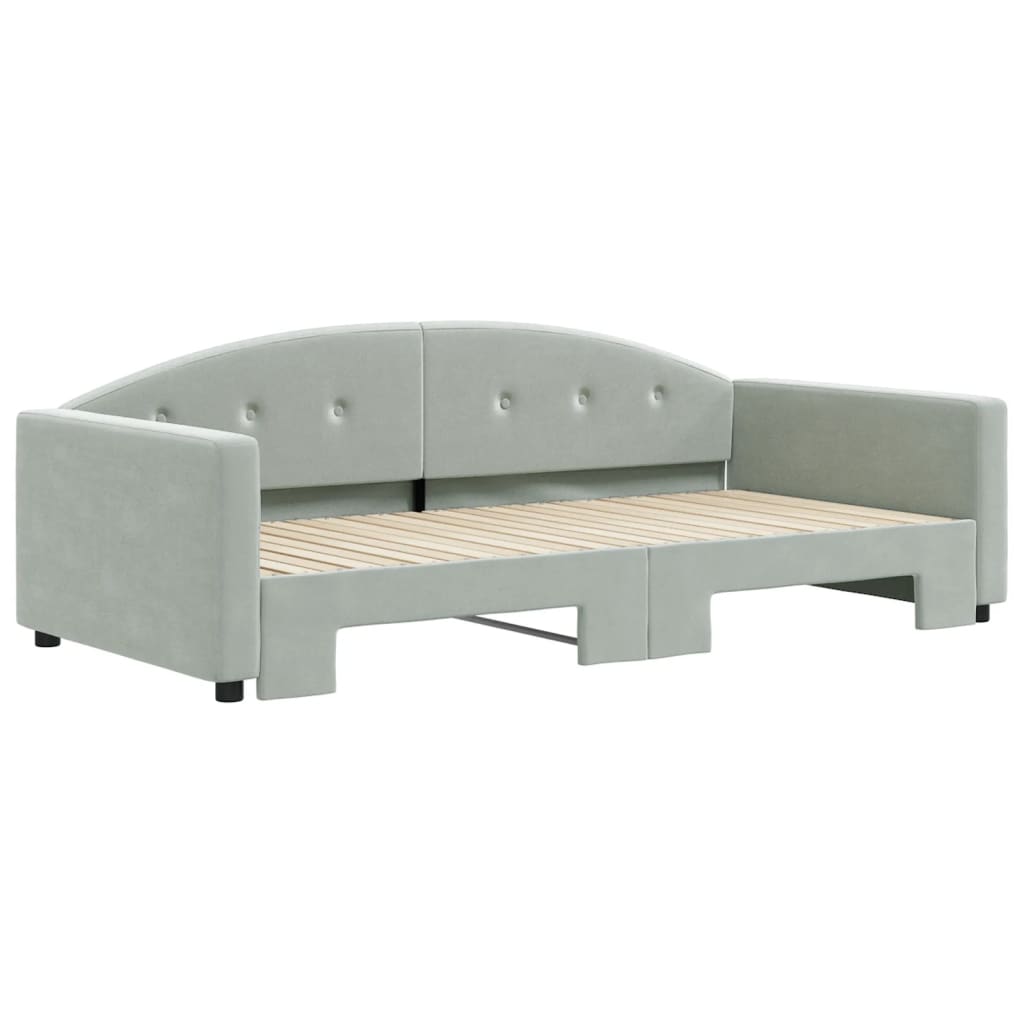 Divano Letto con Letto Estraibile Grigio Chiaro 100x200 Velluto | homemem39