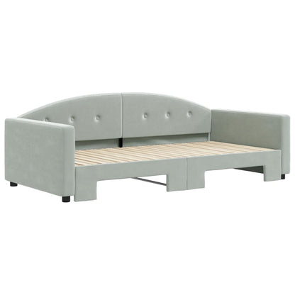 Divano Letto con Letto Estraibile Grigio Chiaro 100x200 Velluto | homemem39