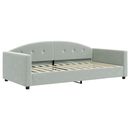 Divano Letto con Letto Estraibile Grigio Chiaro 100x200 Velluto | homemem39