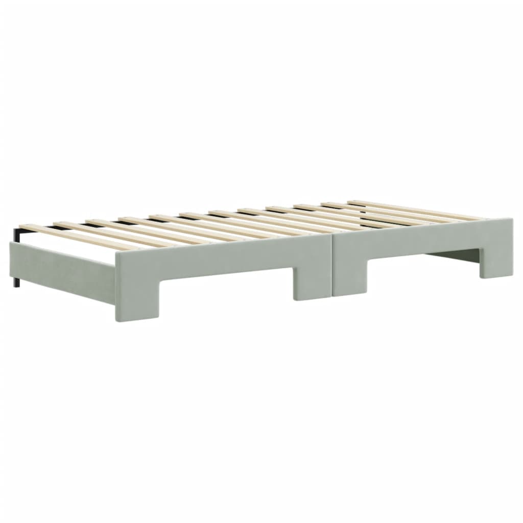 Divano Letto con Letto Estraibile Grigio Chiaro 100x200 Velluto | homemem39