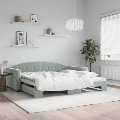 Divano Letto con Letto Estraibile Grigio Chiaro 100x200 Velluto | homemem39