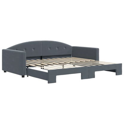 Divano Letto con Letto Estraibile Grigio Scuro 100x200 Velluto | homemem39