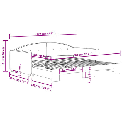 Divano Letto con Letto Estraibile Grigio Scuro 100x200 Velluto | homemem39