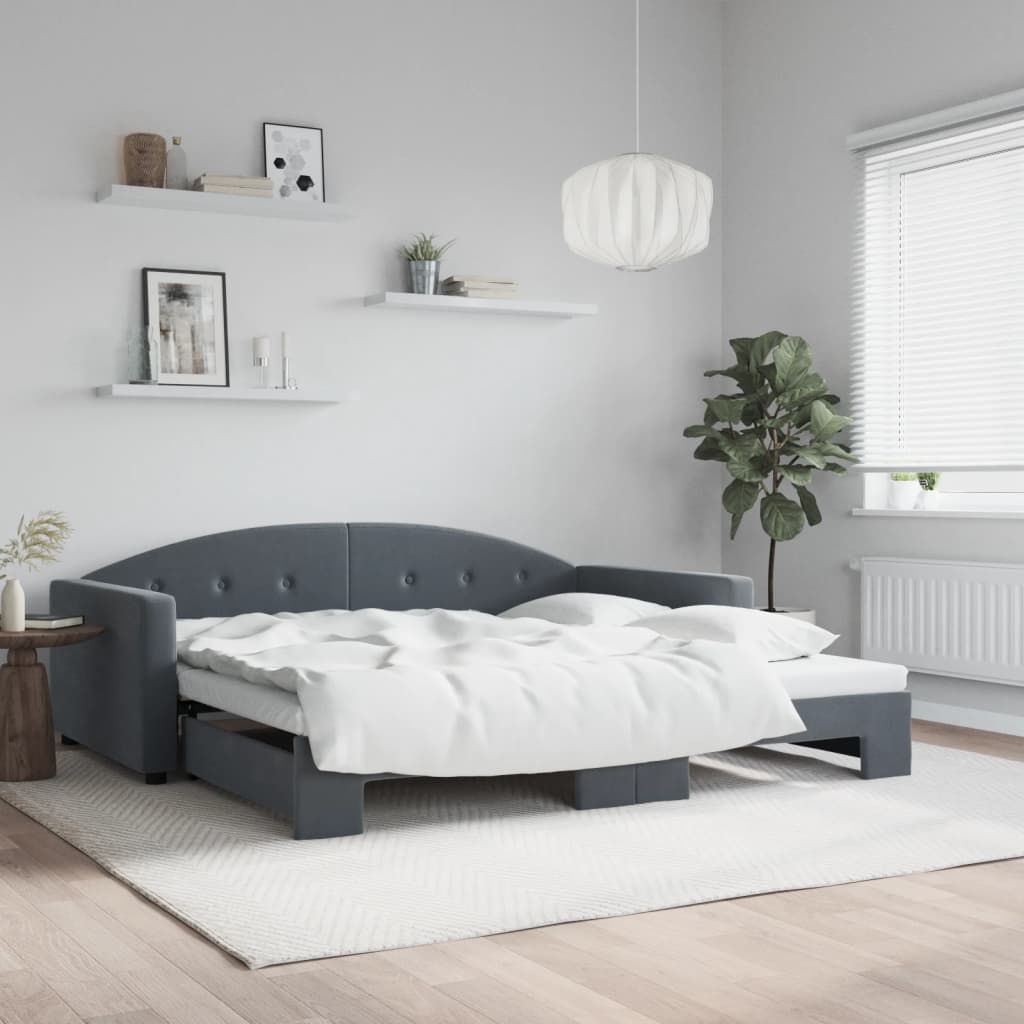 Divano Letto con Letto Estraibile Grigio Scuro 100x200 Velluto | homemem39