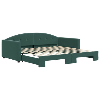 Divano Letto con Letto Estraibile Verde Scuro 100x200cm Velluto