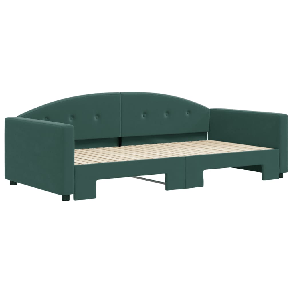 Divano Letto con Letto Estraibile Verde Scuro 100x200cm Velluto