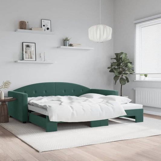 Divano Letto con Letto Estraibile Verde Scuro 100x200cm Velluto | homemem39
