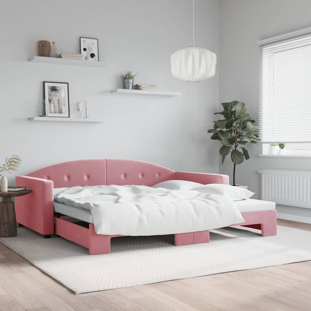 Divano Letto con Letto Estraibile Rosa 100x200 cm in Velluto - homemem39