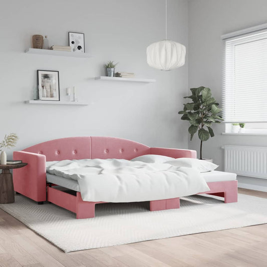 Divano Letto con Letto Estraibile Rosa 100x200 cm in Velluto - homemem39