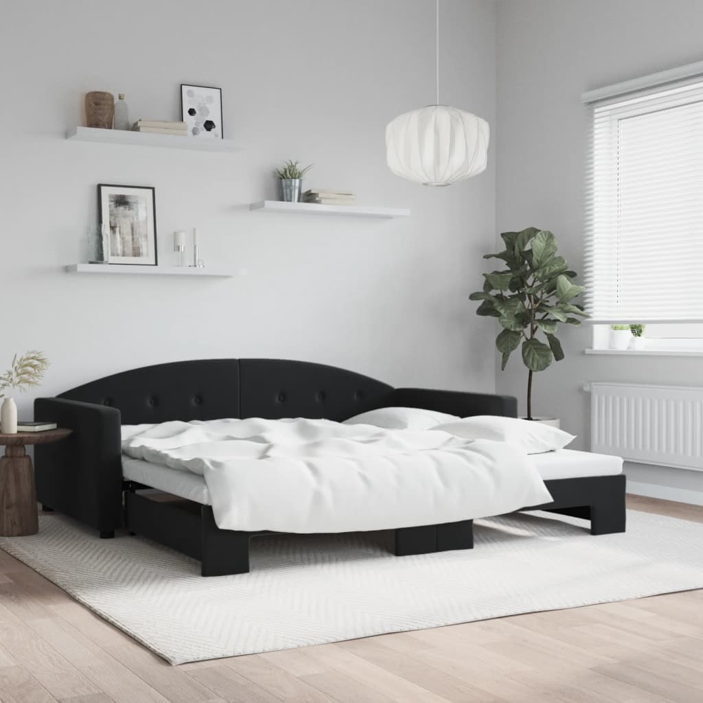 Divano Letto con Letto Estraibile Nero 100x200 cm in Velluto | homemem39
