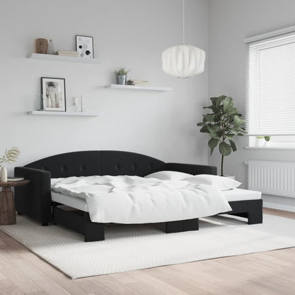 Divano Letto con Letto Estraibile Nero 100x200 cm in Velluto | homemem39