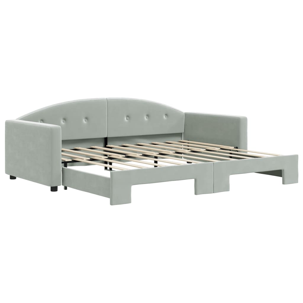 Divano Letto con Letto Estraibile Grigio Chiaro 90x190 Velluto - homemem39