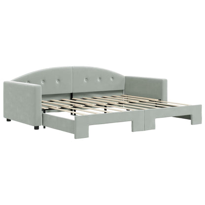 Divano Letto con Letto Estraibile Grigio Chiaro 90x190 Velluto - homemem39