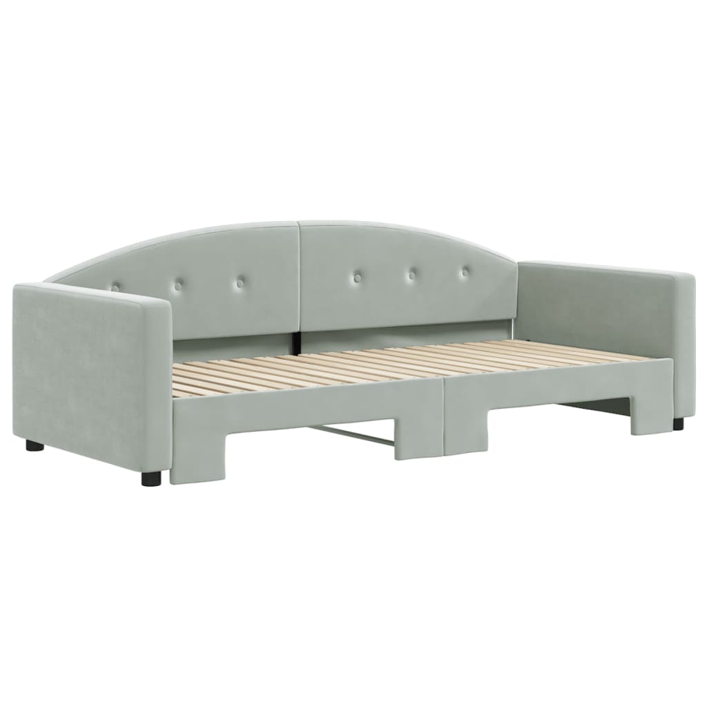 Divano Letto con Letto Estraibile Grigio Chiaro 90x190 Velluto - homemem39