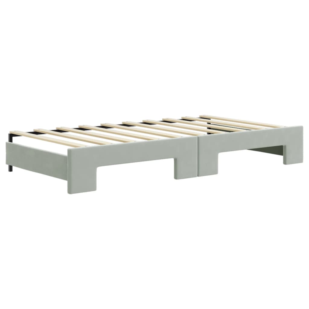 Divano Letto con Letto Estraibile Grigio Chiaro 90x190 Velluto - homemem39
