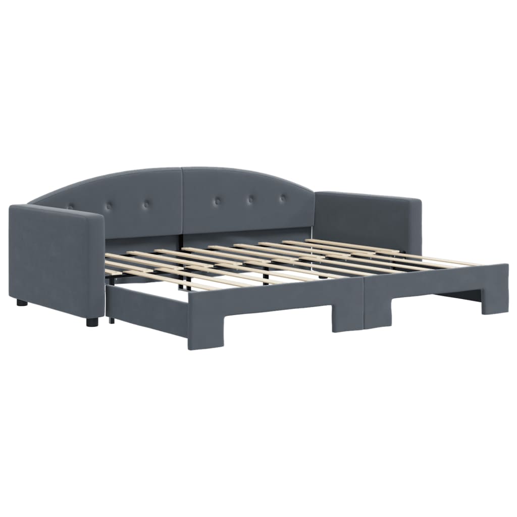Divano Letto con Letto Estraibile Grigio Scuro 90x190cm Velluto - homemem39