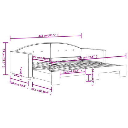 Divano Letto con Letto Estraibile Grigio Scuro 90x190cm Velluto
