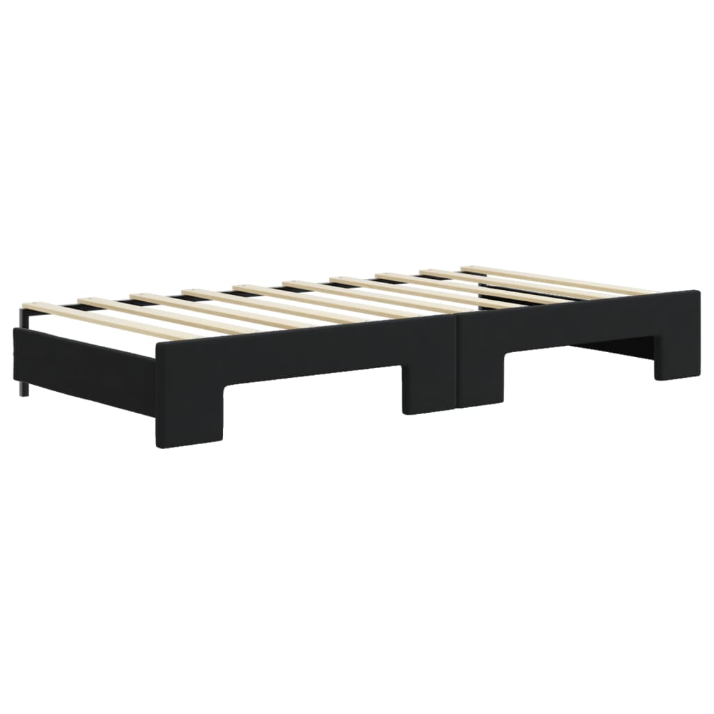 Divano Letto con Letto Estraibile Nero 90x190 cm in Velluto