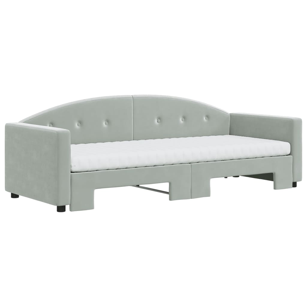 Divano Letto Estraibile Materassi Grigio Chiaro 80x200 Velluto - homemem39