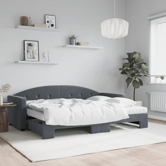 Divano Letto Estraibile Materassi Grigio Scuro 80x200cm Velluto | homemem39