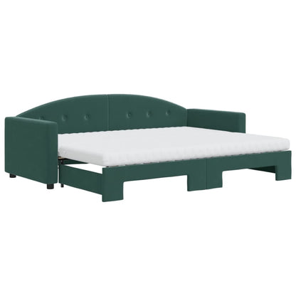 Divano Letto Estraibile Materassi Verde Scuro 80x200 Velluto - homemem39
