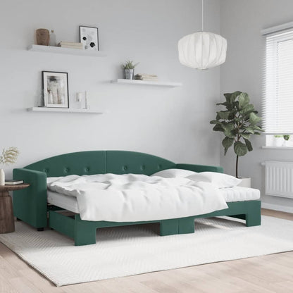 Divano Letto Estraibile Materassi Verde Scuro 80x200 Velluto - homemem39