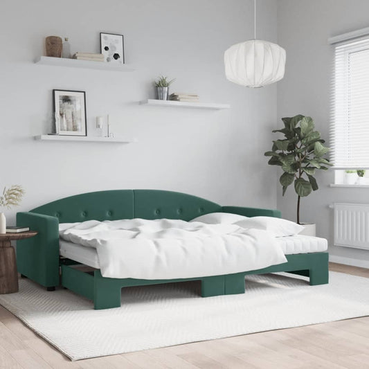 Divano Letto Estraibile Materassi Verde Scuro 80x200 Velluto - homemem39