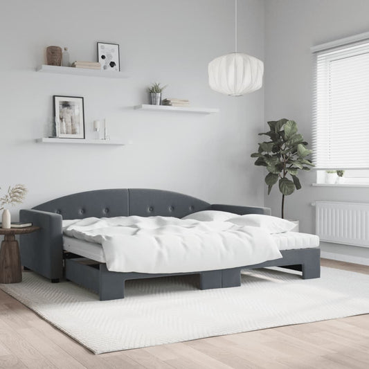 Divano Letto Estraibile Materassi Grigio Scuro 90x200cm Velluto | homemem39