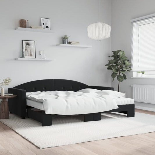 Divano Letto Estraibile con Materassi Nero 90x200 cm Velluto | homemem39