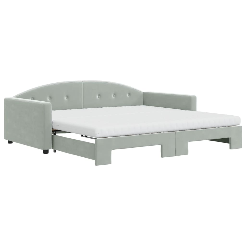 Divano Letto Estraibile Materassi Grigio Chiaro 100x200 Velluto - homemem39