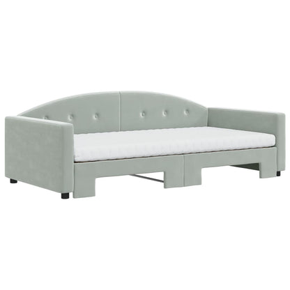 Divano Letto Estraibile Materassi Grigio Chiaro 100x200 Velluto - homemem39