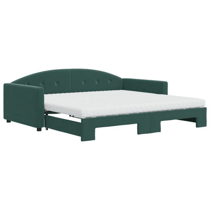 Divano Letto Estraibile Materassi Verde Scuro 100x200 Velluto - homemem39