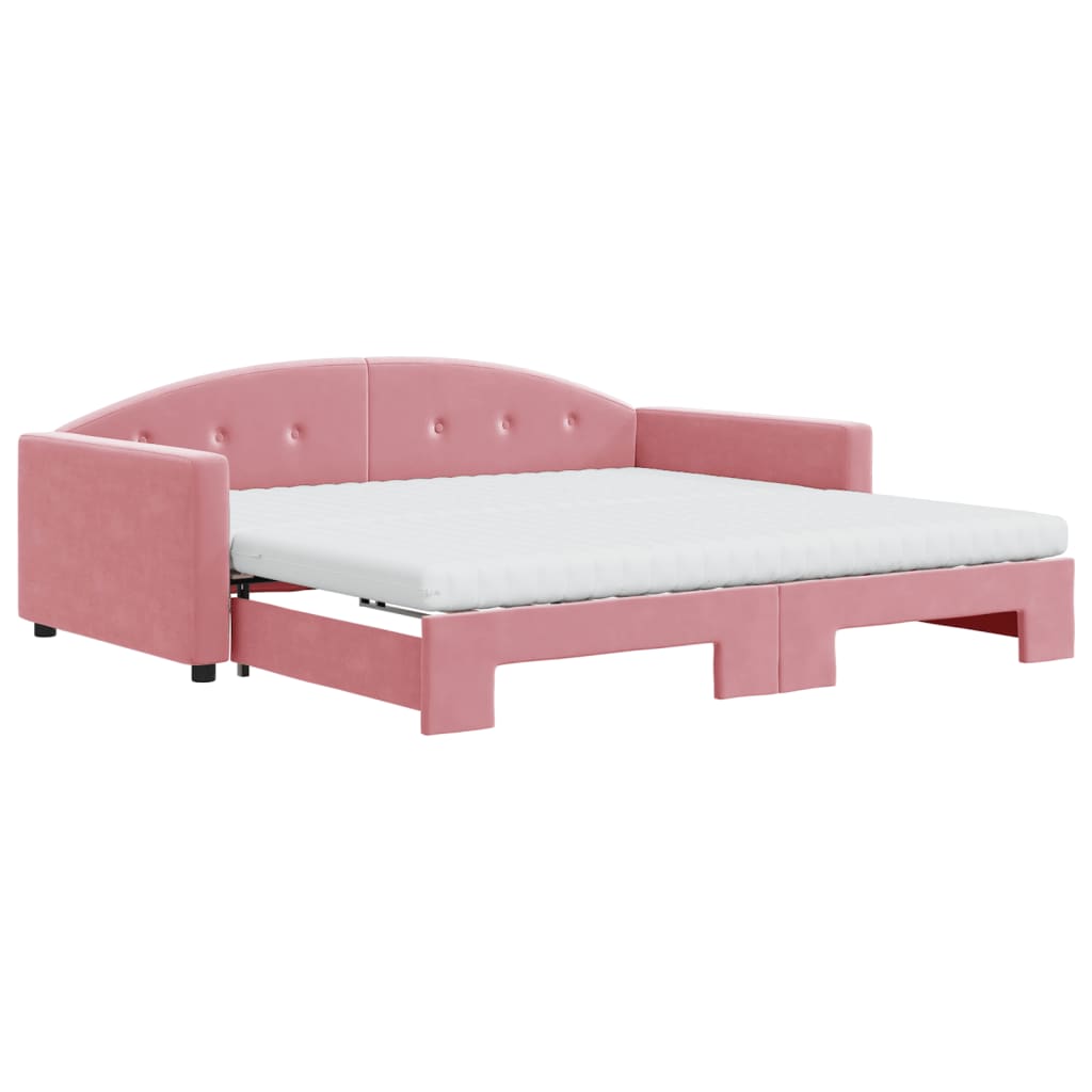 Divano Letto Estraibile con Materassi Rosa 100x200 cm Velluto - homemem39