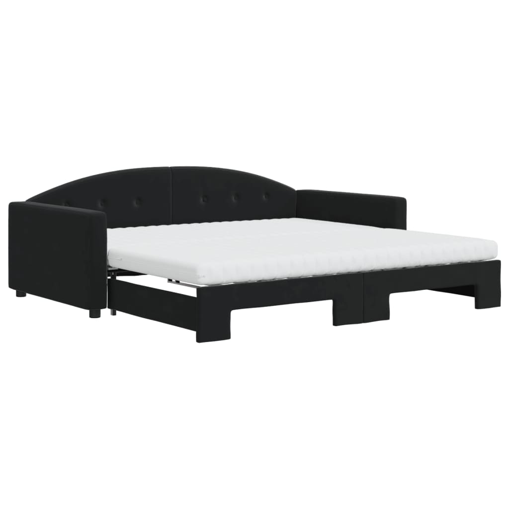 Divano Letto Estraibile con Materassi Nero 100x200 cm Velluto - homemem39