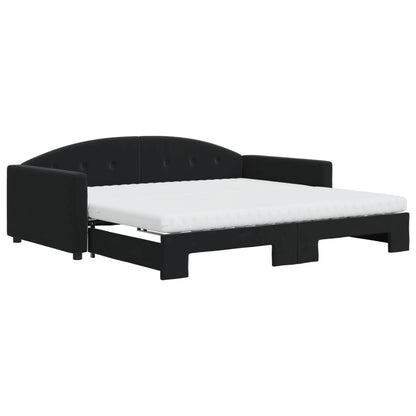 Divano Letto Estraibile con Materassi Nero 100x200 cm Velluto - homemem39