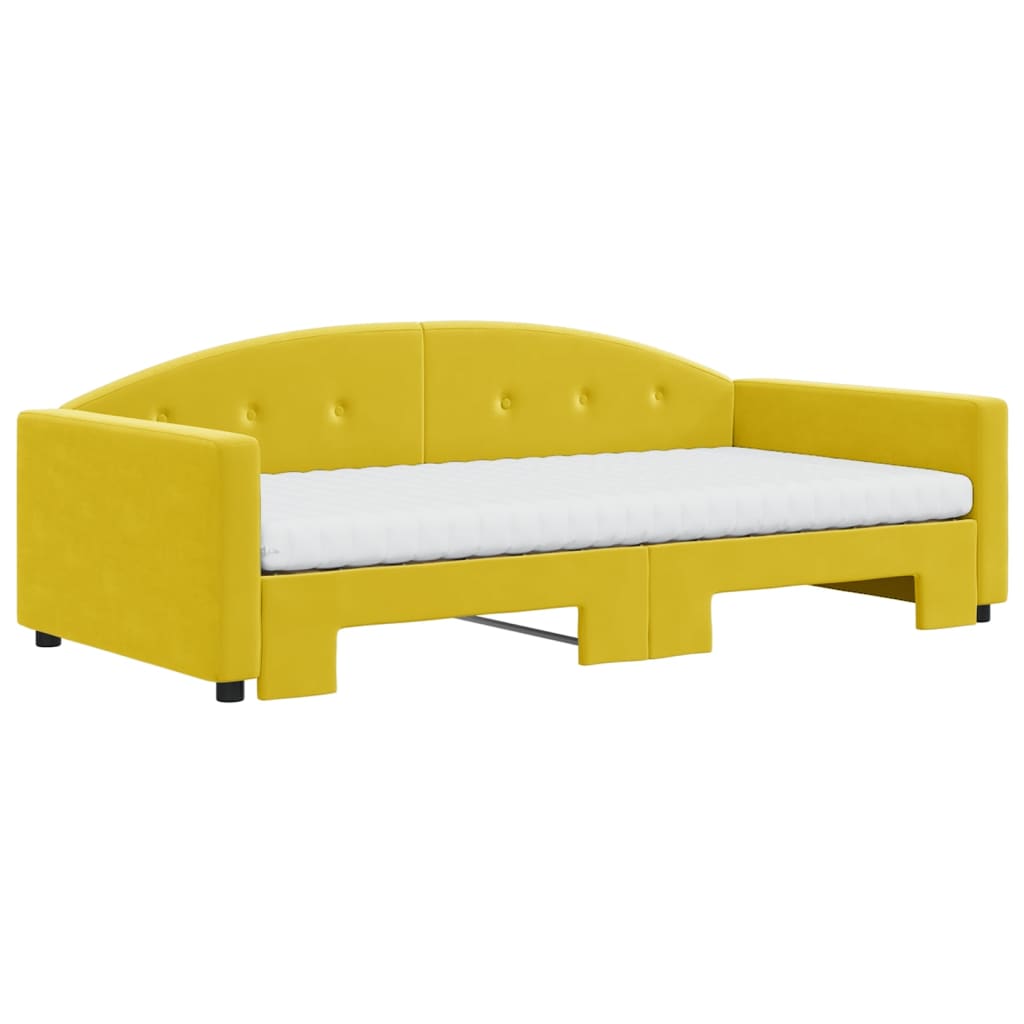 Divano Letto Estraibile con Materassi Giallo 100x200 cm Velluto