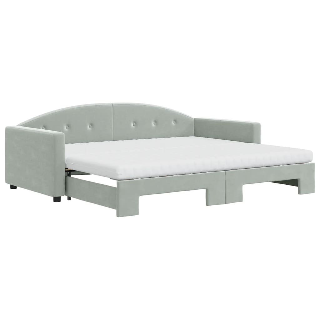 Divano Letto Estraibile Materassi Grigio Chiaro 90x190 Velluto - homemem39