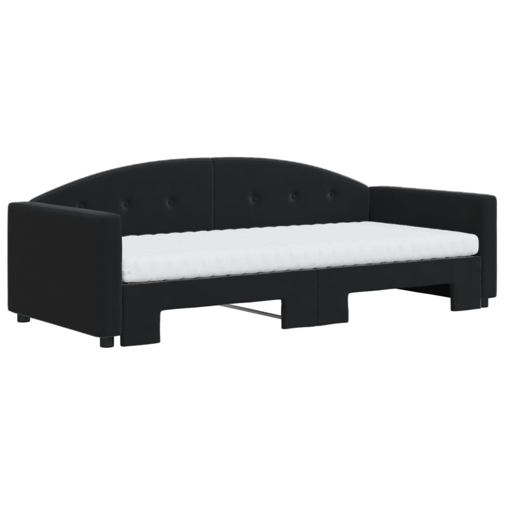 Divano Letto Estraibile con Materassi Nero 90x190 cm Velluto - homemem39